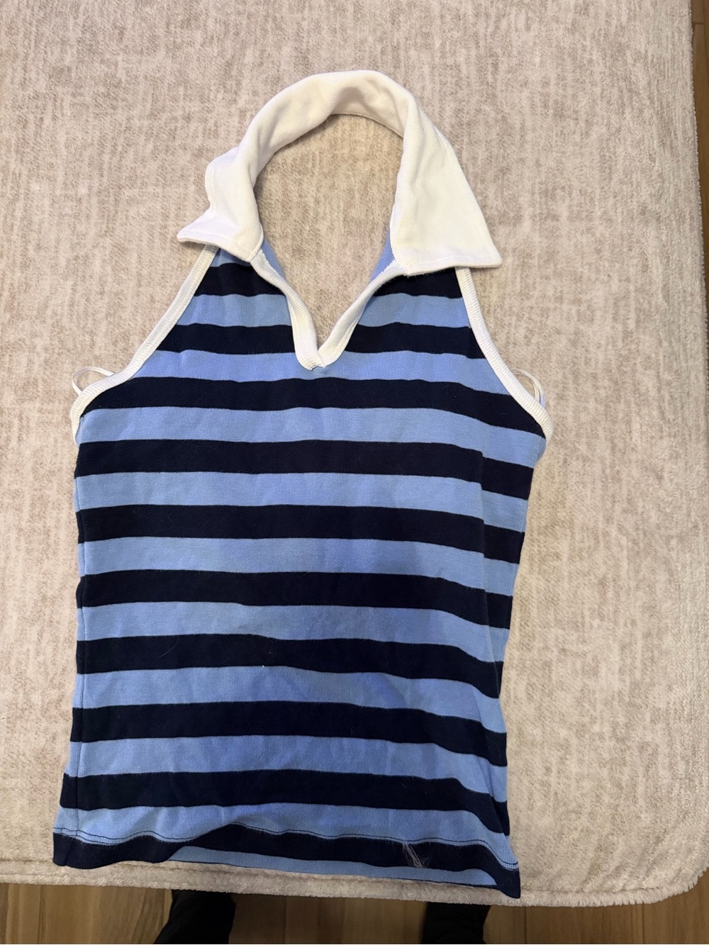 Aeropostale Blue Striped Halter Tank Top with White Trim.  Vintage.